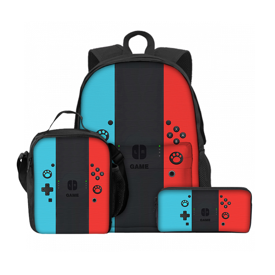 Gaming Console Kids - 3-częściowy zestaw prostych toreb na lunch