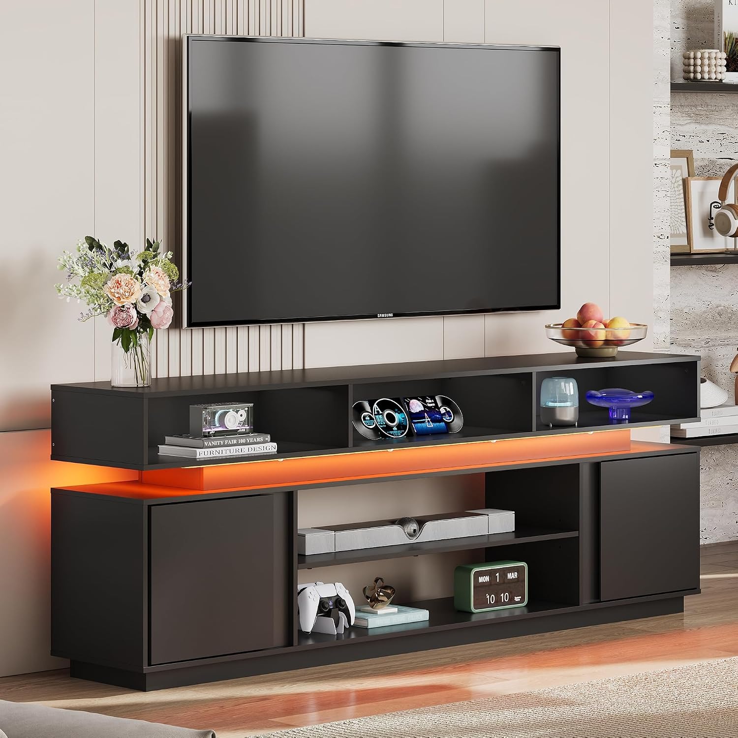 Gaming Console Entertainment Center - Nowoczesny stolik pod telewizor na telewizor