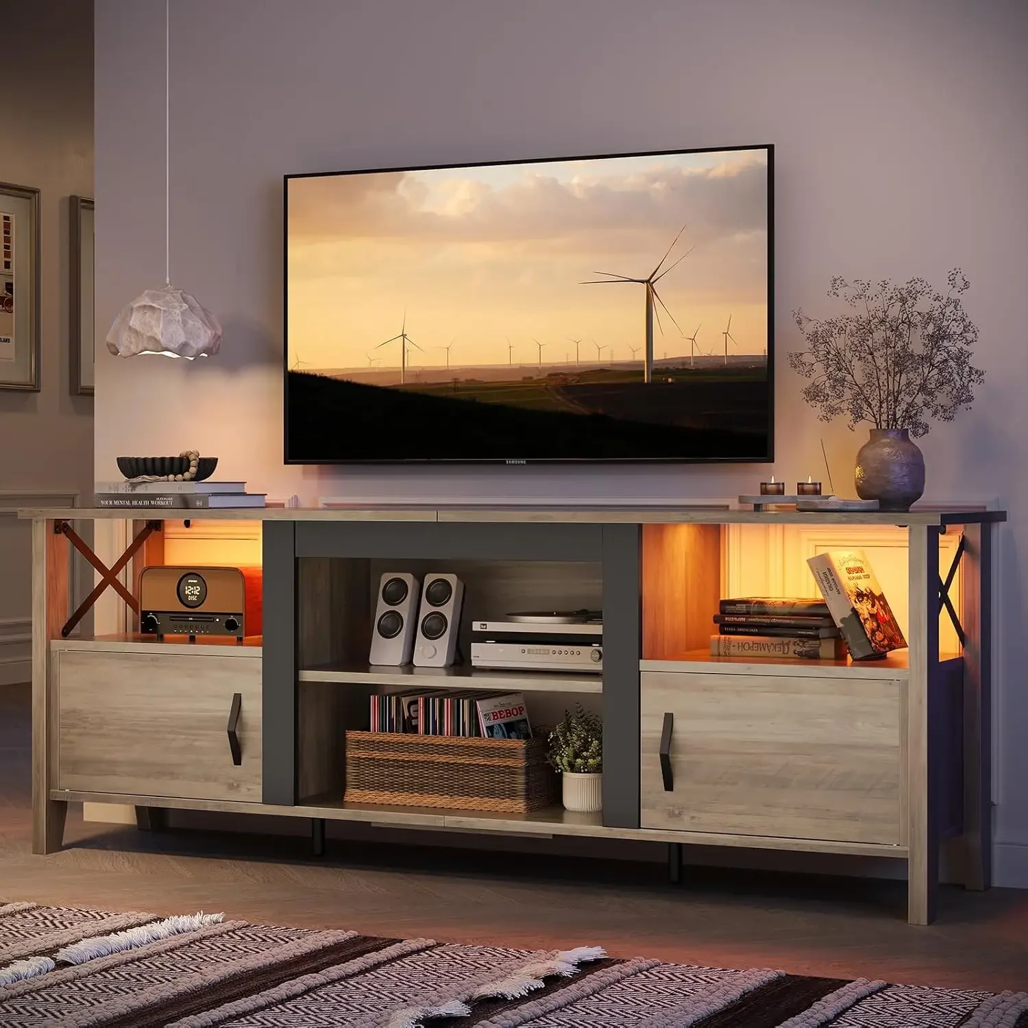 Gaming Console Entertainment Center - Szafka RTV w stylu rustykalnym na