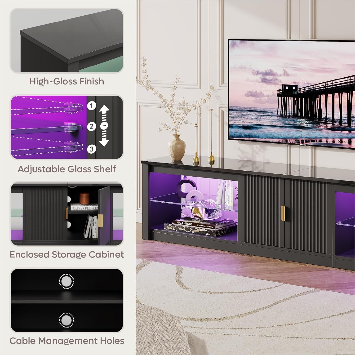 Stojak na telewizor 80 cali do – Gaming Console Entertainment Center recenzja i cena