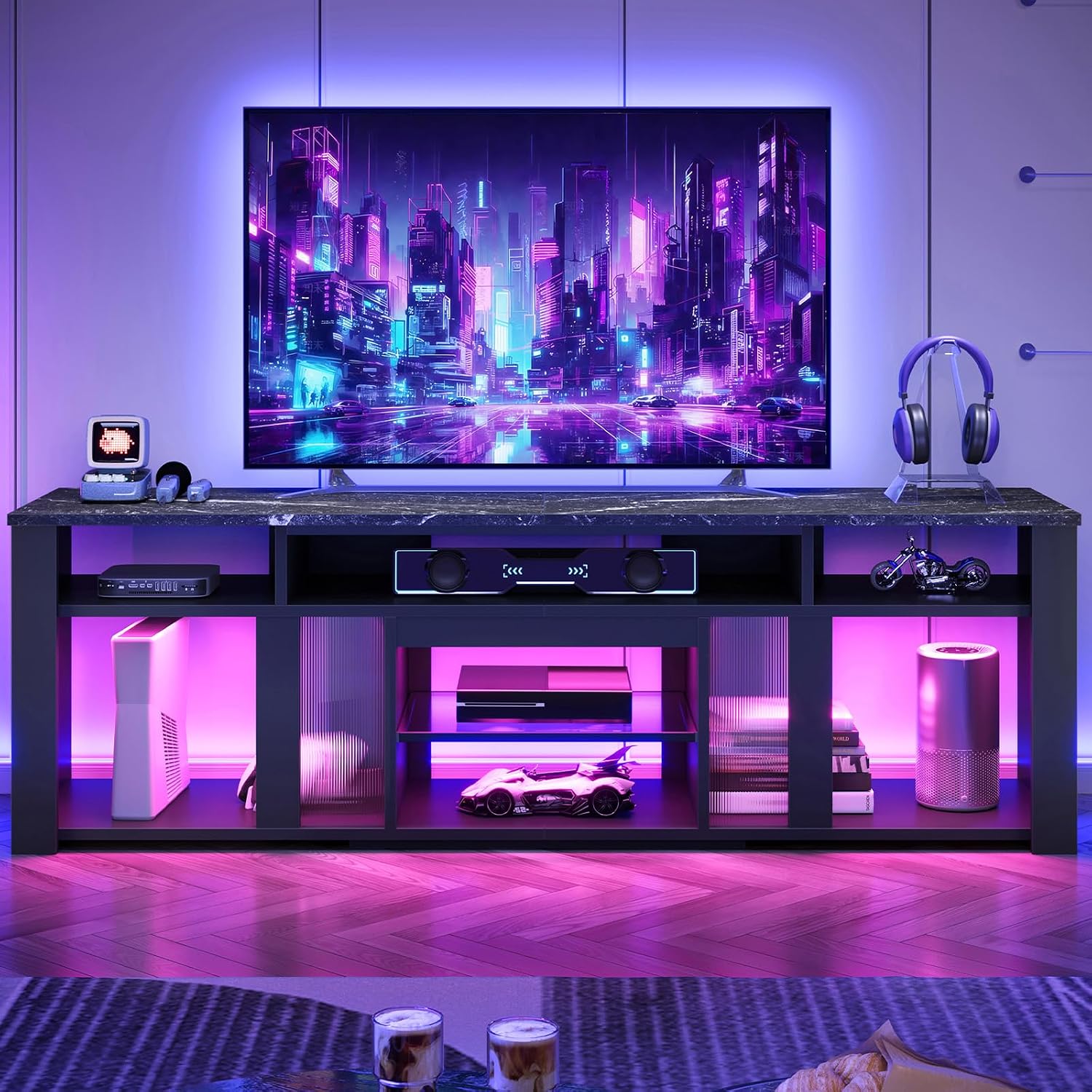 Stojak na telewizor 80 cali do – Gaming Console Entertainment Center recenzja i cena