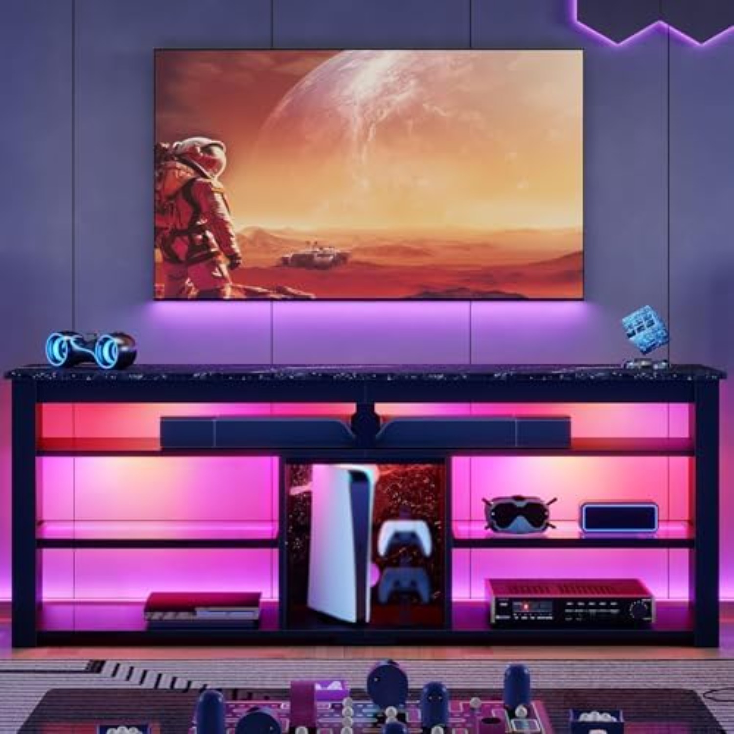 Szafka RTV na telewizor 70 cal – Gaming Console Entertainment Center recenzja i cena