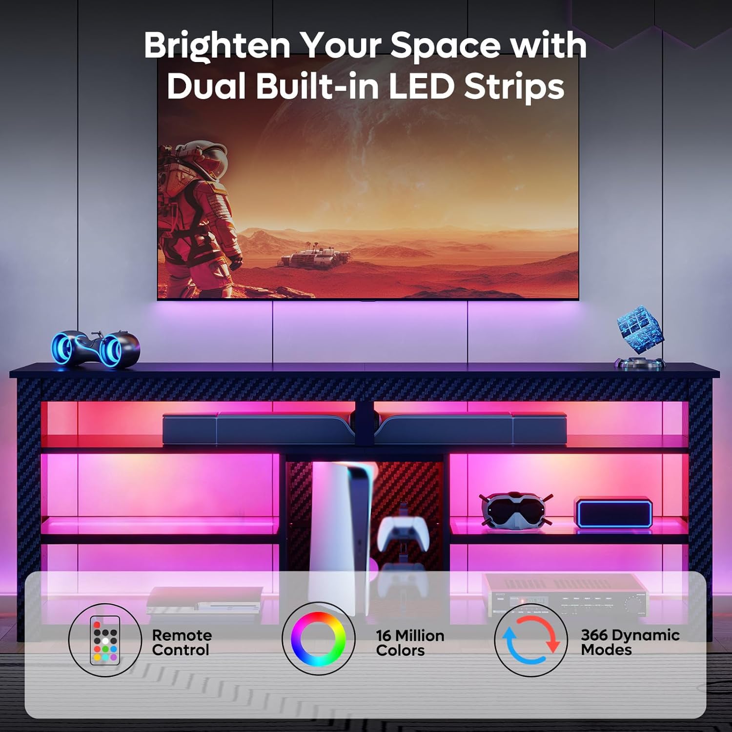 Szafka RTV na telewizor 70 cal – Gaming Console Entertainment Center recenzja i cena