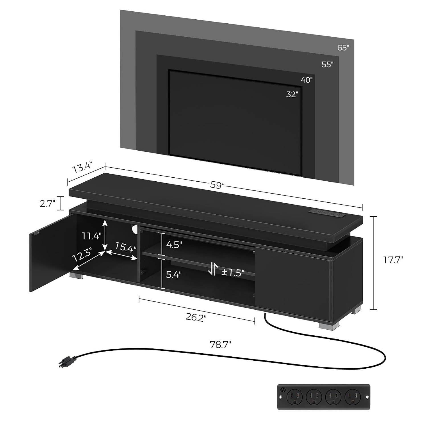 Szafka RTV z gniazdem zasilani – Gaming Console Entertainment Center recenzja i cena